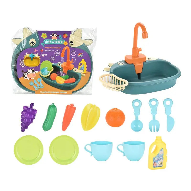 Kids Kitchen Sink Toys Simulation Electric Dishwasher Mini Kitchen Food Pretend Play House Toy Set Children Role Play Girl Toys EaseYourDay