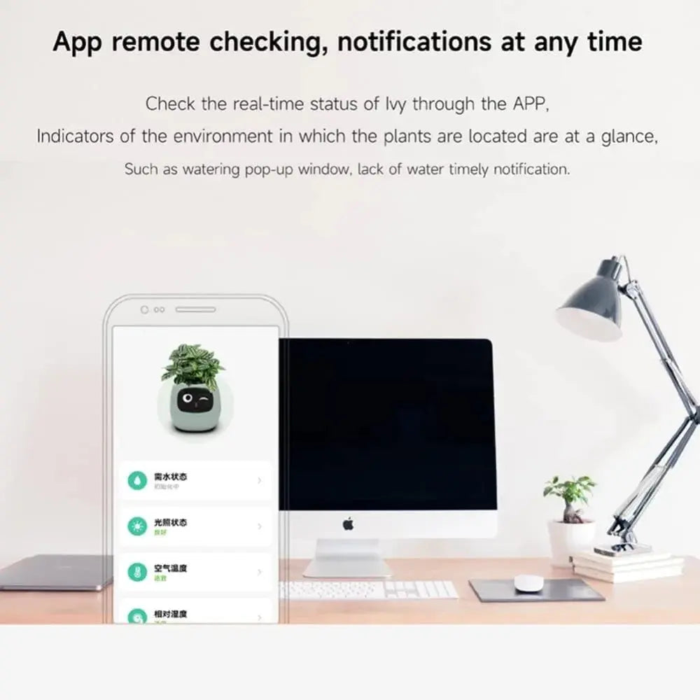 Smart Pet Planter,Ai Planter,Intelligent Flowerpots,Multiple Expressions,7 Smart Sensors EaseYourDay