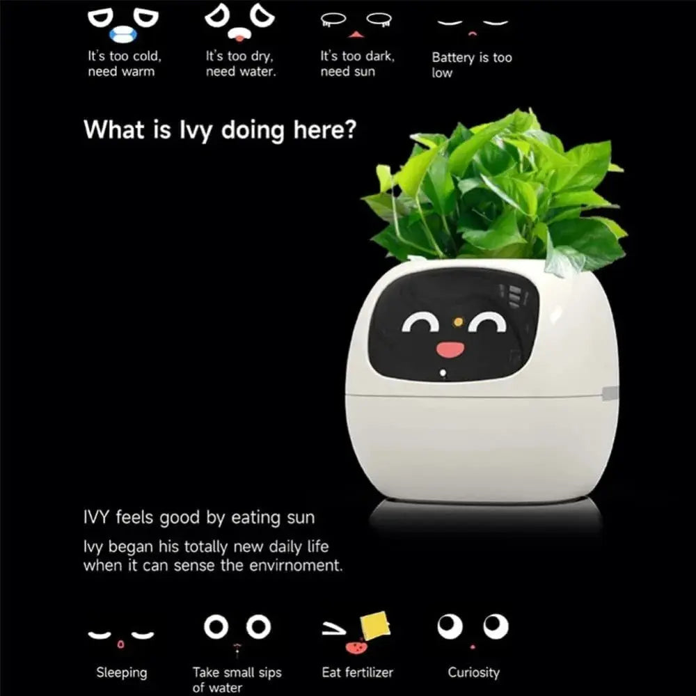 Smart Pet Planter,Ai Planter,Intelligent Flowerpots,Multiple Expressions,7 Smart Sensors EaseYourDay