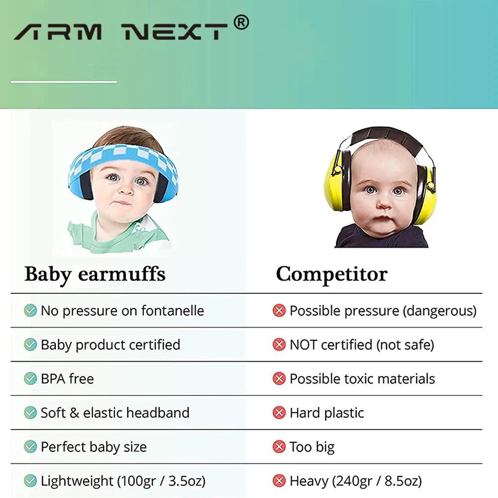 Infant Ear Muffs Noise Cancelling Soft Padded Design Baby Ear Protection Headphones with Elastic Headband EaseYourDay