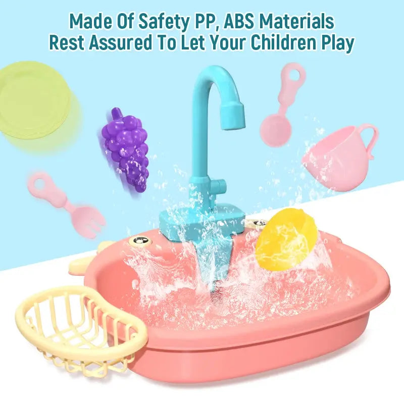 Kids Kitchen Sink Toys Simulation Electric Dishwasher Mini Kitchen Food Pretend Play House Toy Set Children Role Play Girl Toys EaseYourDay