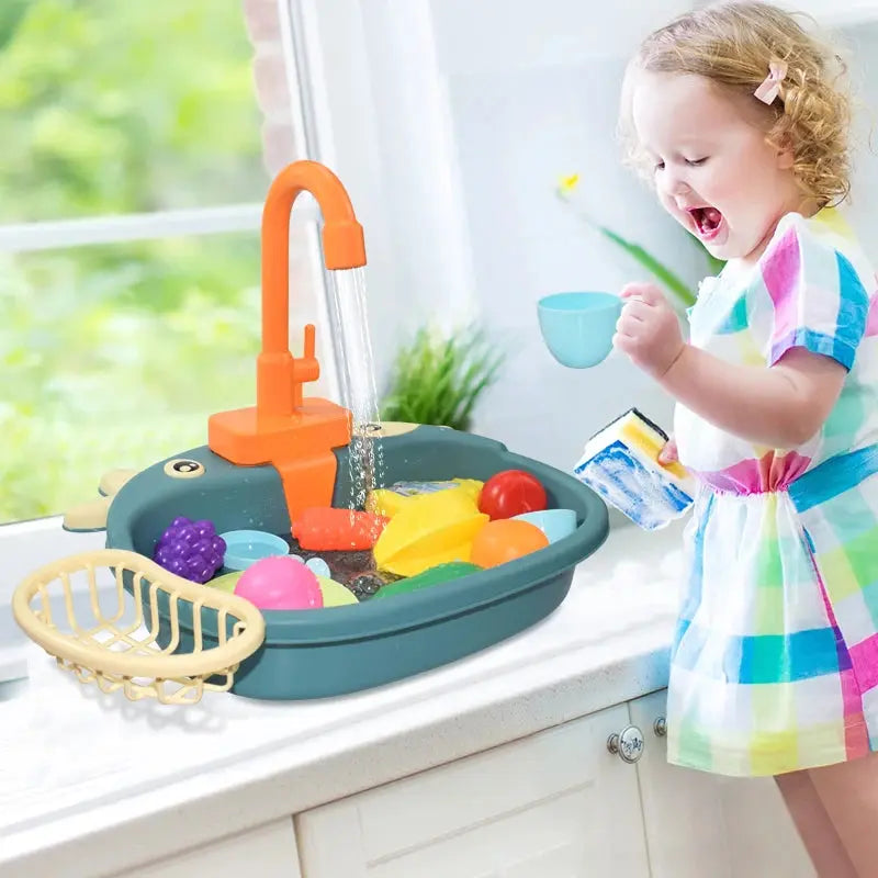 Kids Kitchen Sink Toys Simulation Electric Dishwasher Mini Kitchen Food Pretend Play House Toy Set Children Role Play Girl Toys EaseYourDay